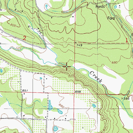 Topographic Map of Long Creek, AR