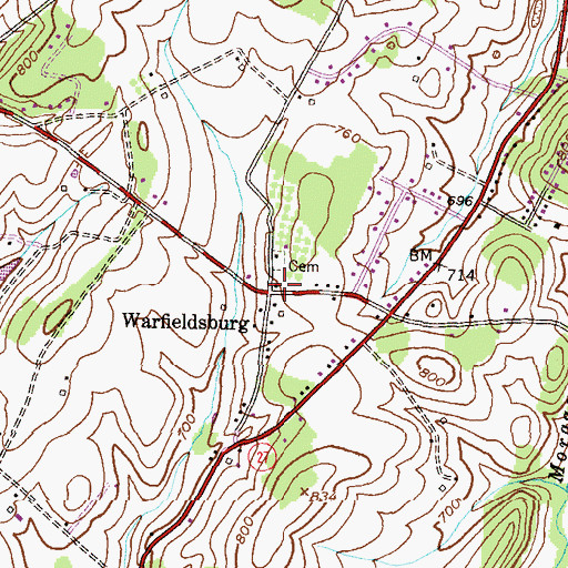 Topographic Map of Warfieldsburg, MD