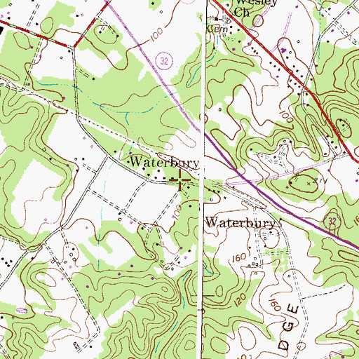 Topographic Map of Waterbury, MD