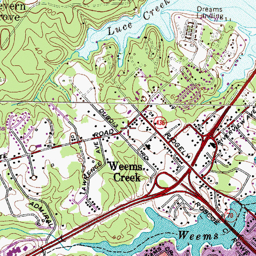 Topographic Map of Weems Creek, MD