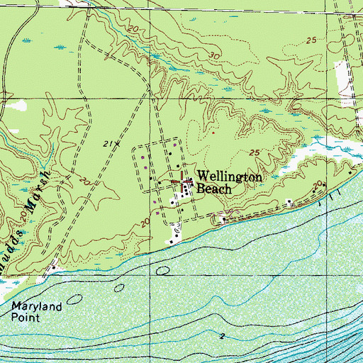 Topographic Map of Wellington Beach, MD