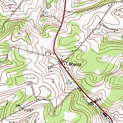 Topographic Map of Wentz, MD
