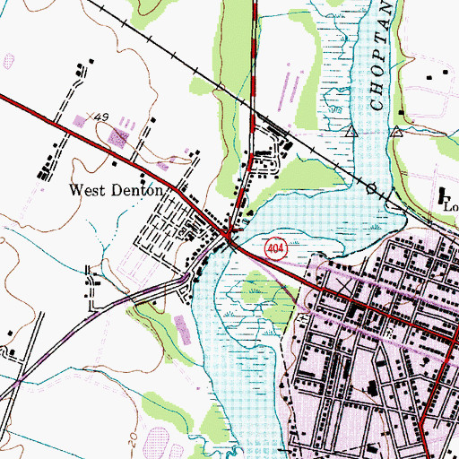 Topographic Map of West Denton, MD