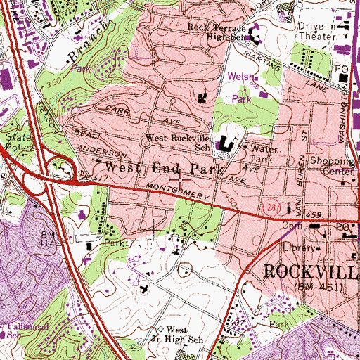Topographic Map of West End Park, MD