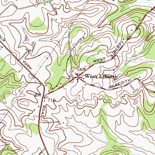 Topographic Map of West Liberty, MD