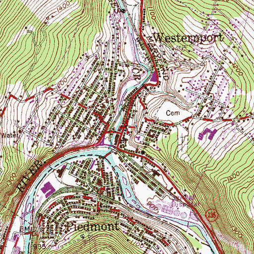 Topographic Map of Westernport, MD
