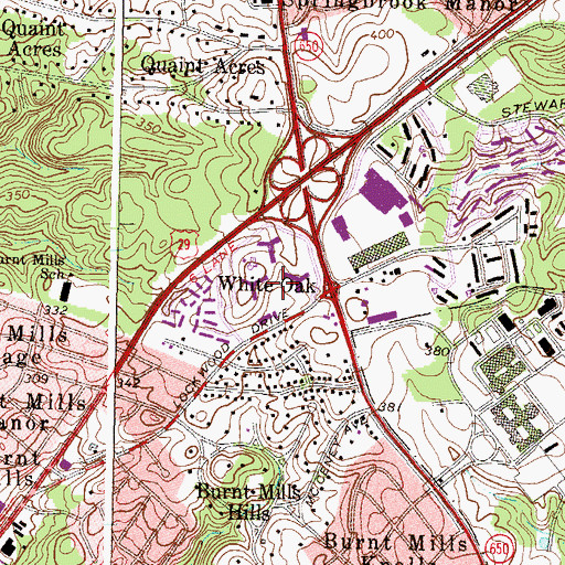 Topographic Map of White Oak, MD