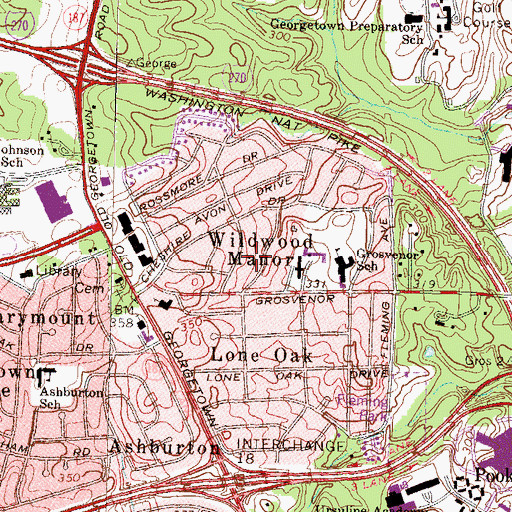 Topographic Map of Wildwood Manor, MD