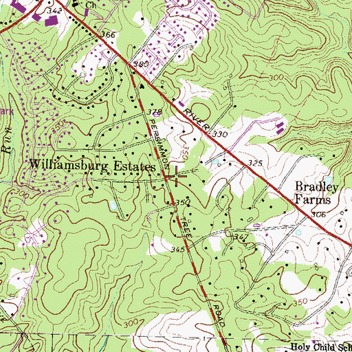 Topographic Map of Williamsburg Estates, MD