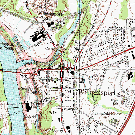 Topographic Map of Williamsport, MD