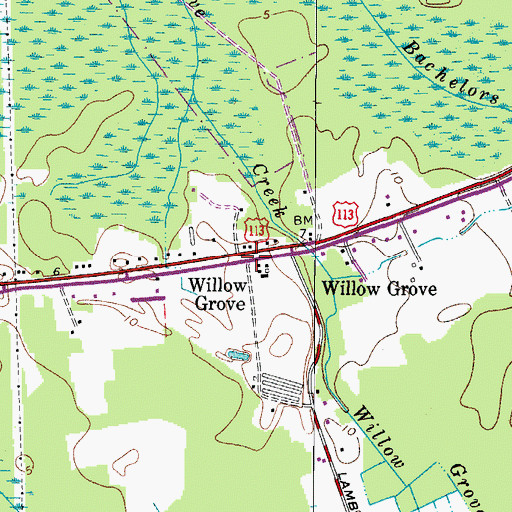 Topographic Map of Willow Grove, MD