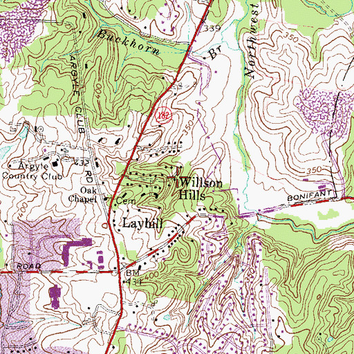Topographic Map of Willson Hills, MD