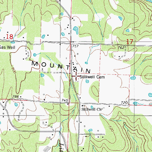 Topographic Map of Stillwell Cemetery, AR