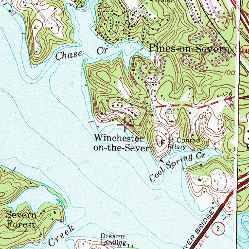 Topographic Map of Winchester-on-the-Severn, MD
