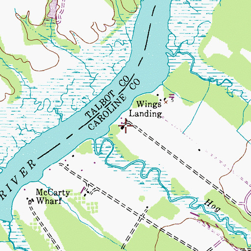 Topographic Map of Wings Landing, MD