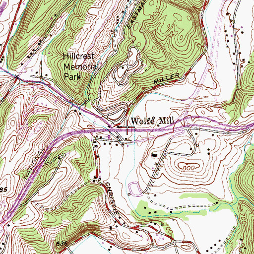 Topographic Map of Wolfe Mill, MD