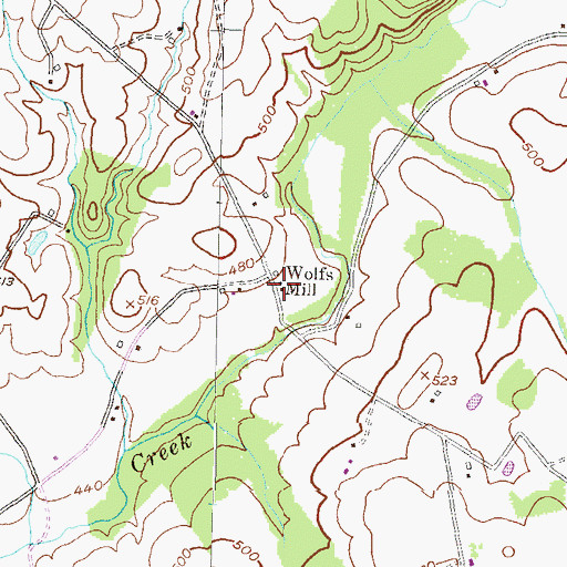 Topographic Map of Wolfs Mill, MD