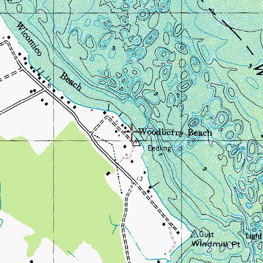 Topographic Map of Woodberry Beach, MD