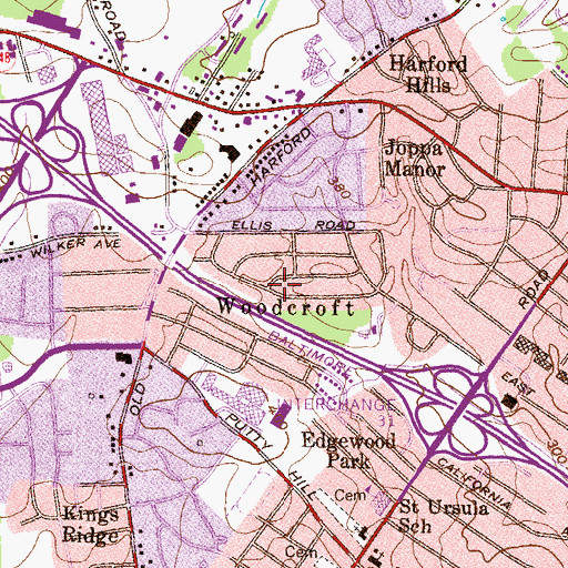 Topographic Map of Woodcroft, MD