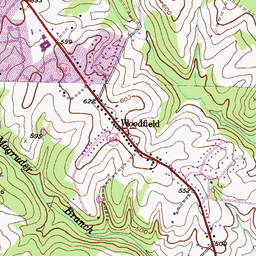 Topographic Map of Woodfield, MD