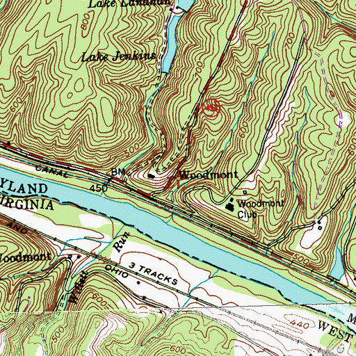 Topographic Map of Woodmont, MD