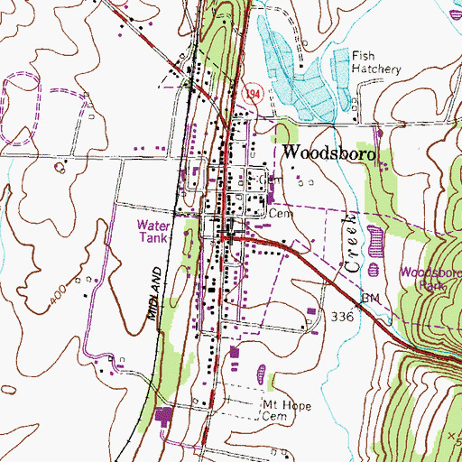 Topographic Map of Woodsboro, MD