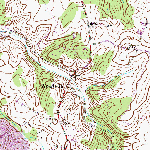Topographic Map of Woodville, MD