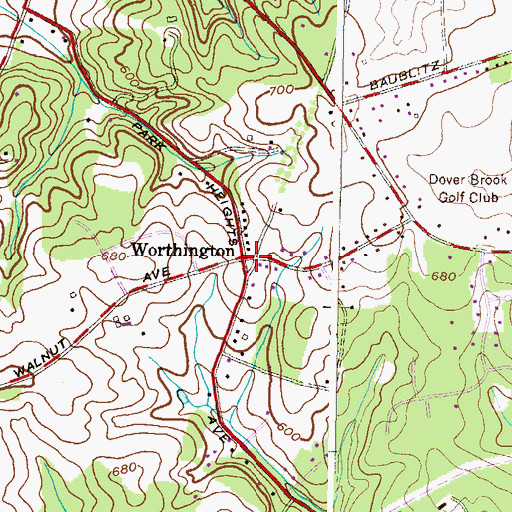 Topographic Map of Worthington, MD