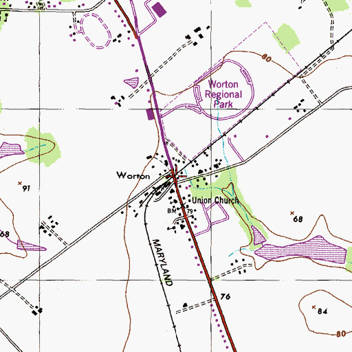 Topographic Map of Worton, MD