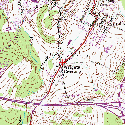 Topographic Map of Wrights Crossing, MD