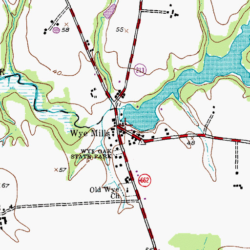 Topographic Map of Wye Mills, MD