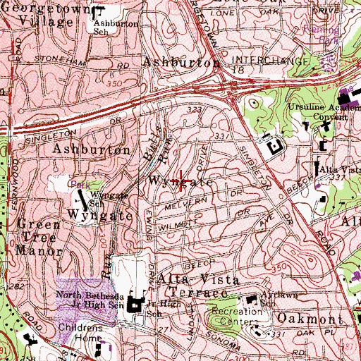 Topographic Map of Wyngate, MD