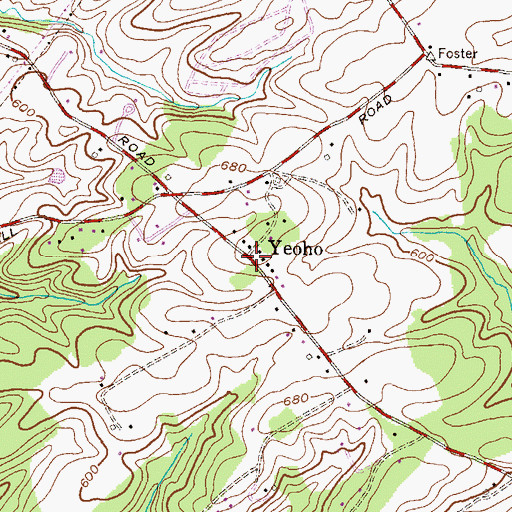 Topographic Map of Yeoho, MD