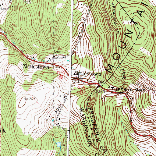 Topographic Map of Zittlestown, MD