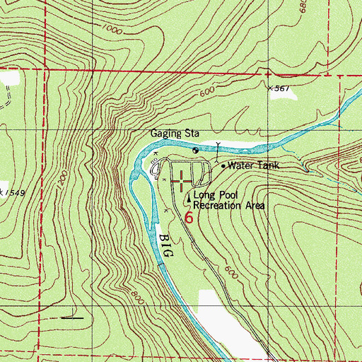Topographic Map of Long Pool Recreation Area, AR