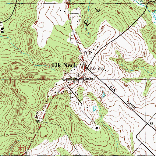 Topographic Map of Harts Church, MD