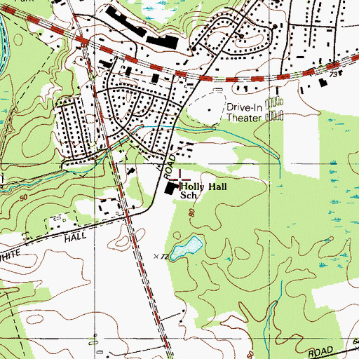 Topographic Map of Holly Hall School, MD