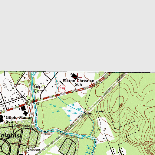 Topographic Map of Elkton Christian School, MD