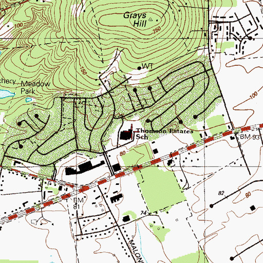 Topographic Map of Thomson Estates School, MD