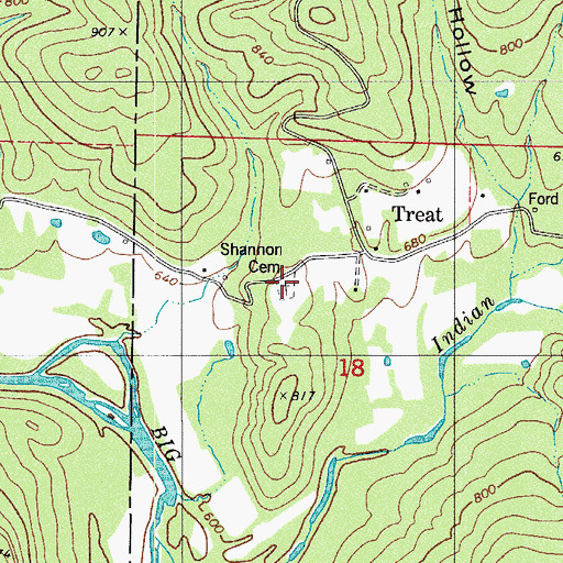Topographic Map of Shannon Cemetery, AR