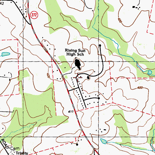 Topographic Map of Rising Sun High School, MD