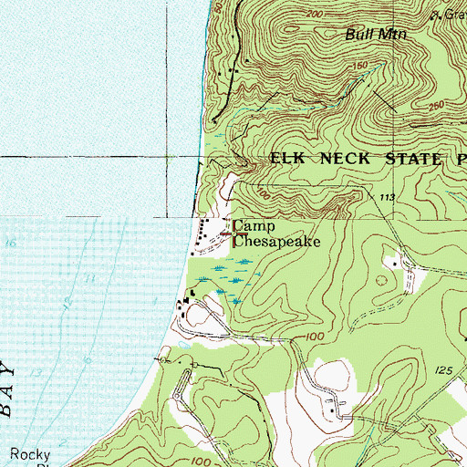 Topographic Map of Camp Chesapeake (historical), MD