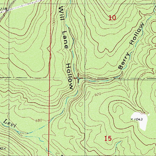 Topographic Map of Berry Hollow, AR