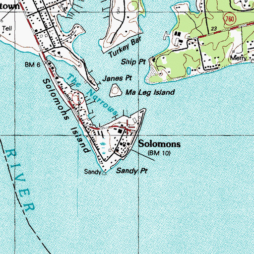 Topographic Map of Solomon (historical), MD