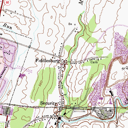 Topographic Map of Fiddlesburg, MD