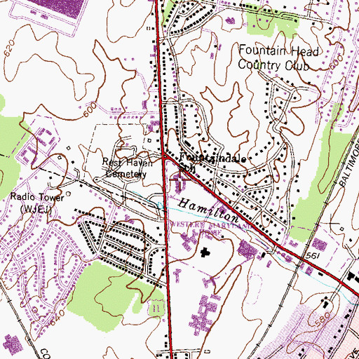 Topographic Map of Fountaindale Elementary School, MD