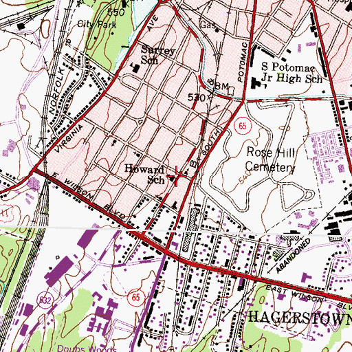 Topographic Map of Howard School, MD