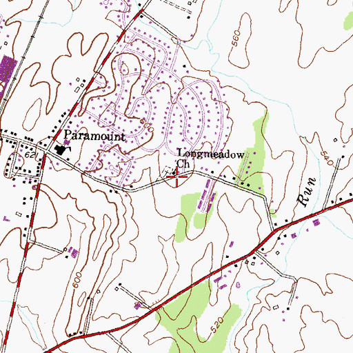 Topographic Map of Longmeadow Church, MD