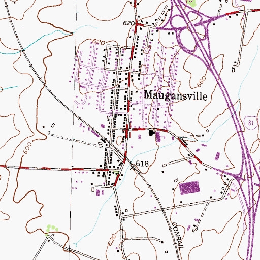 Topographic Map of Maugansville, MD