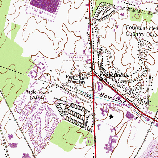 Topographic Map of Rest Haven Cemetery, MD
